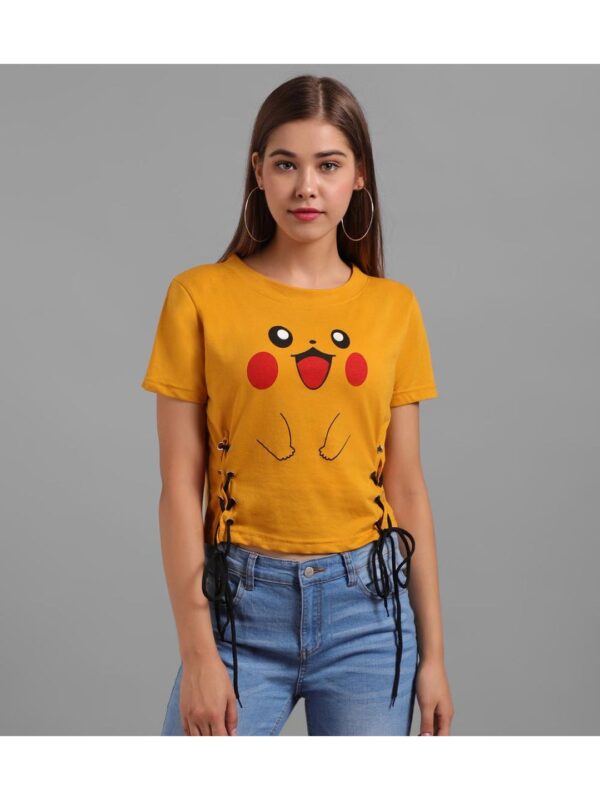 Solid Pikachu Print Top