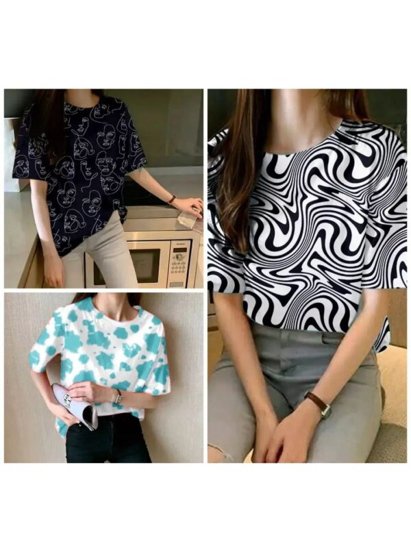 OverSize Stylish Half Sleeve T-Shirts Combo - Pack of 3