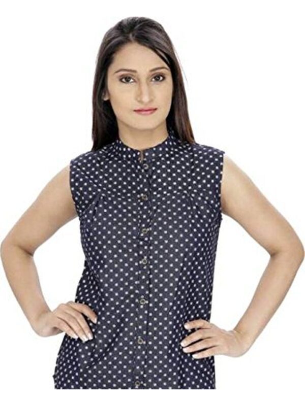 Polka Dots Sleeveless Women Shirt