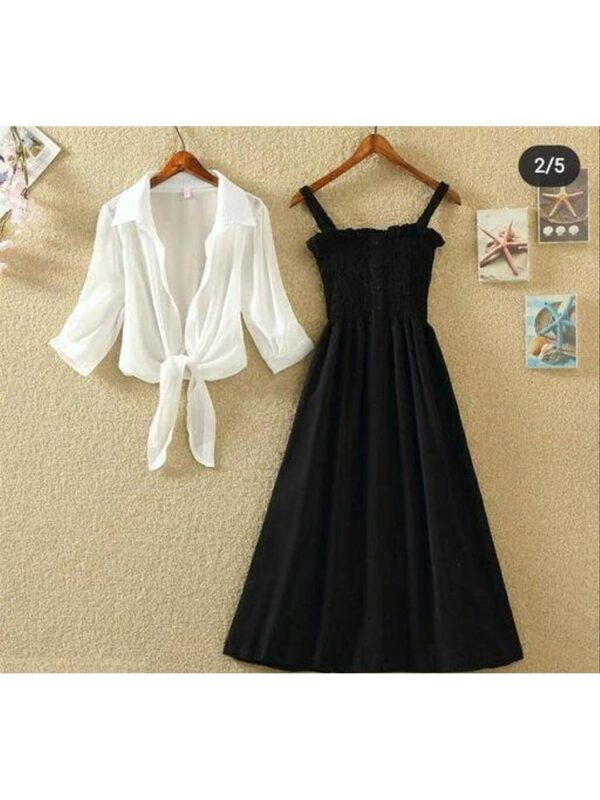 Sleeveless Top & Sheer Shirt Combo