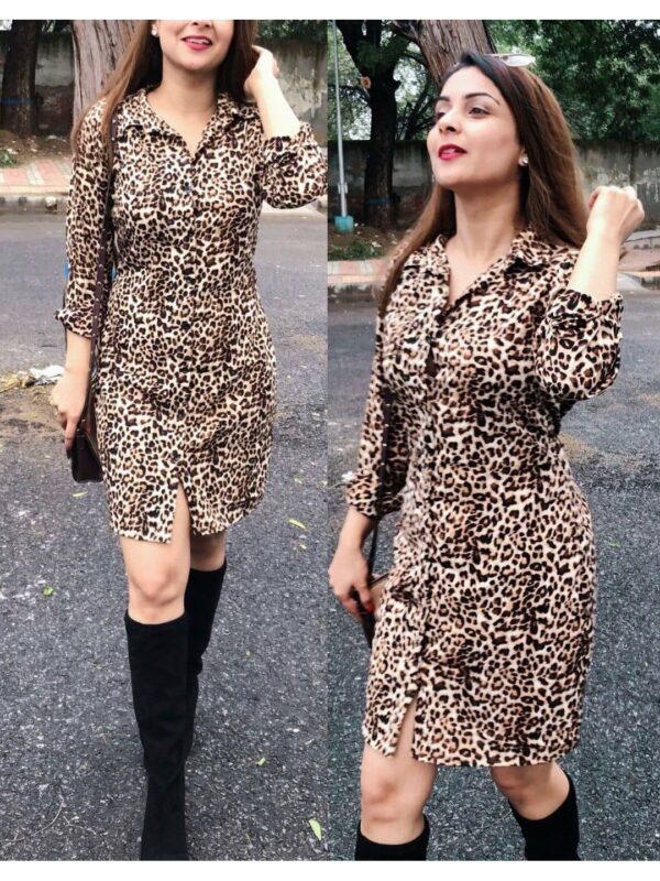Animal Print Buttoned Dress