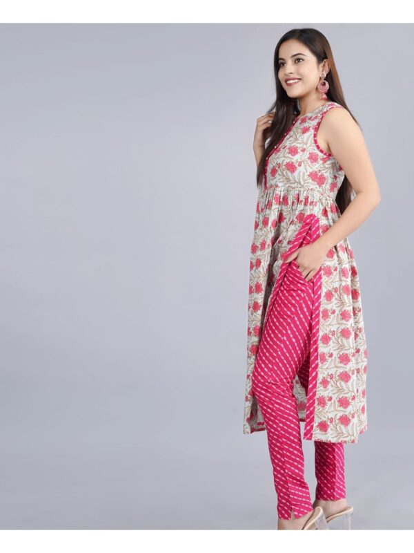Hot Pink Stylish Kurta and Trousers Set