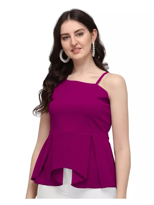 Sleeveless Party Wear Polyester Solid Women Peplum Top