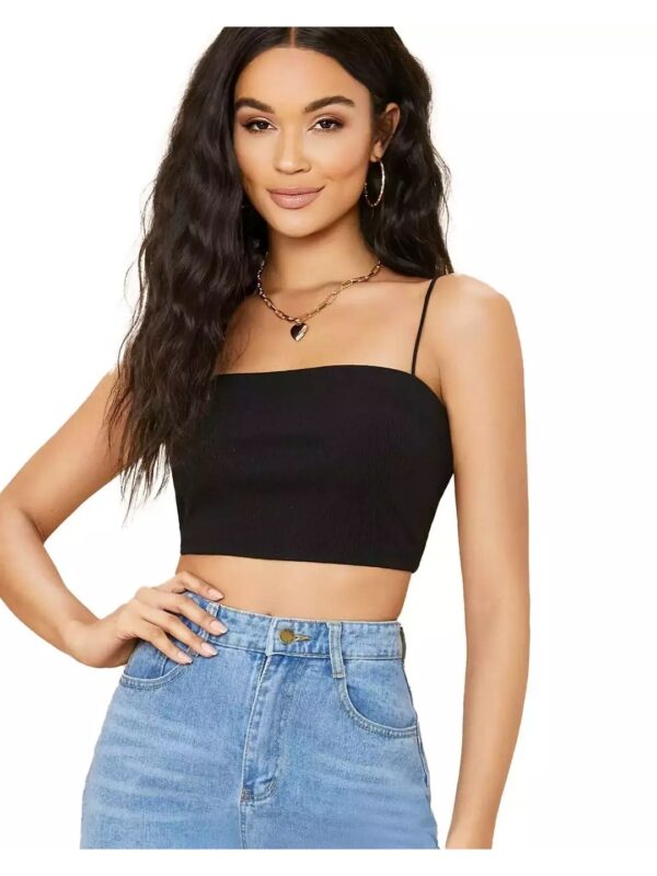 Solid Ribbed Sleeveless Crop Cami Tank Top
