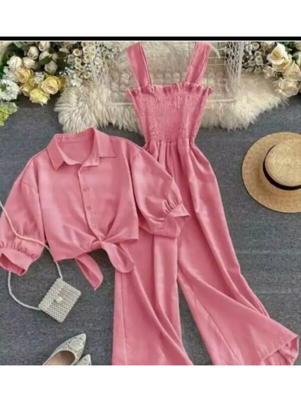 Sleeveless Jumpsuit with Boxy Shirt Combo for Women
