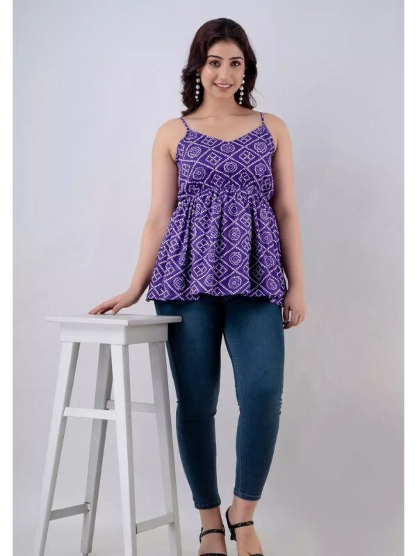 Indian Ethnic Motif Sleeveless Peplum Top for Women