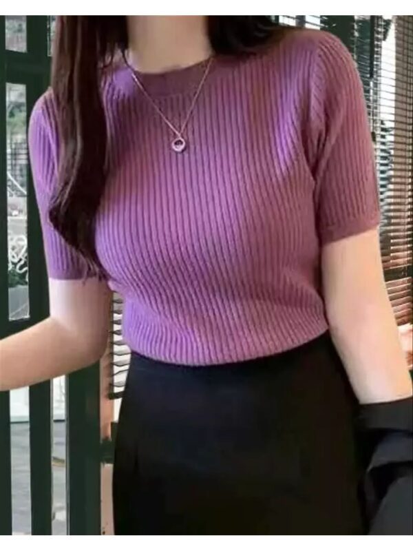 High Neck Ribbed Bodycon Top for Women