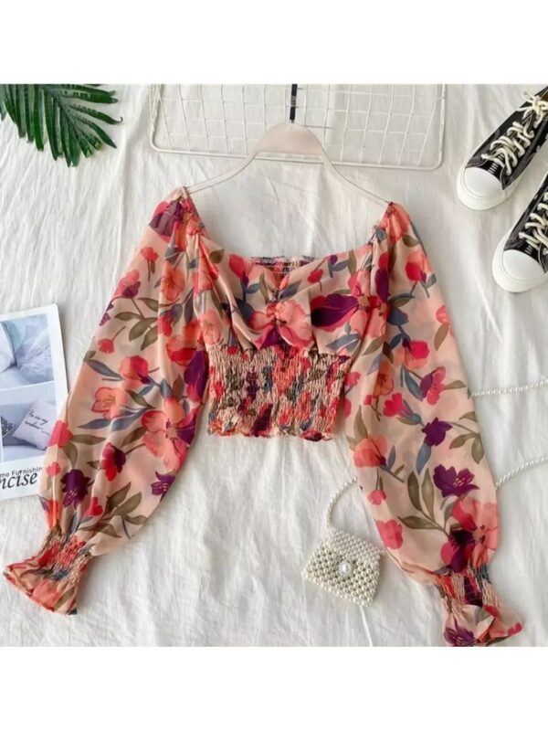 Floral Ruffles Smocked Top for Women