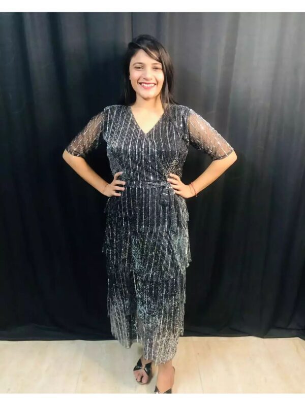 Sequin Tiered Wrap Dress for Women