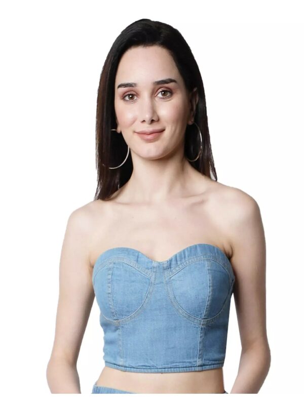 Denim Off-Shoulder Corset Top for Women