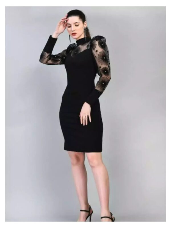 High Neck Sheath Midi Dress for Women