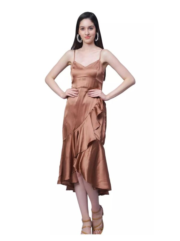 Satin Midi Wrap Dress for Women