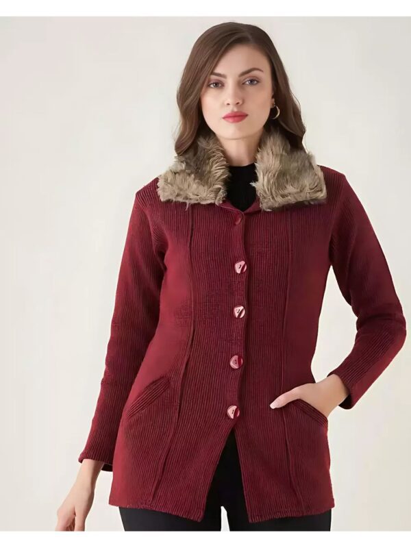 Premium Faux Fur Woollen Cardigan for Women