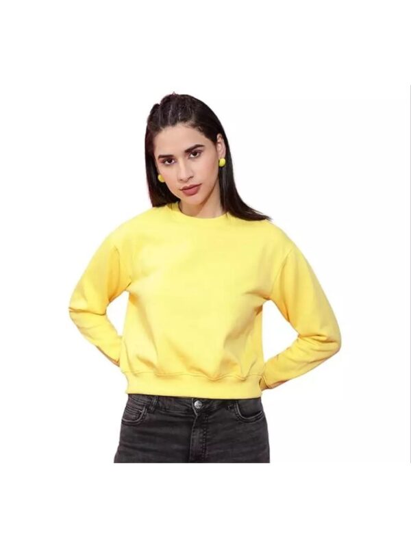 Round Neck Solid Cropped Sweatshirt for Women