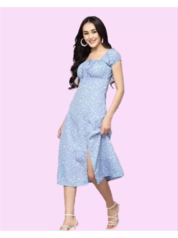 Printed Tie-Knot Midi Slit Dress for Women