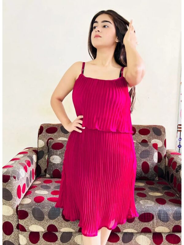 Solid Pleated Dress for Women