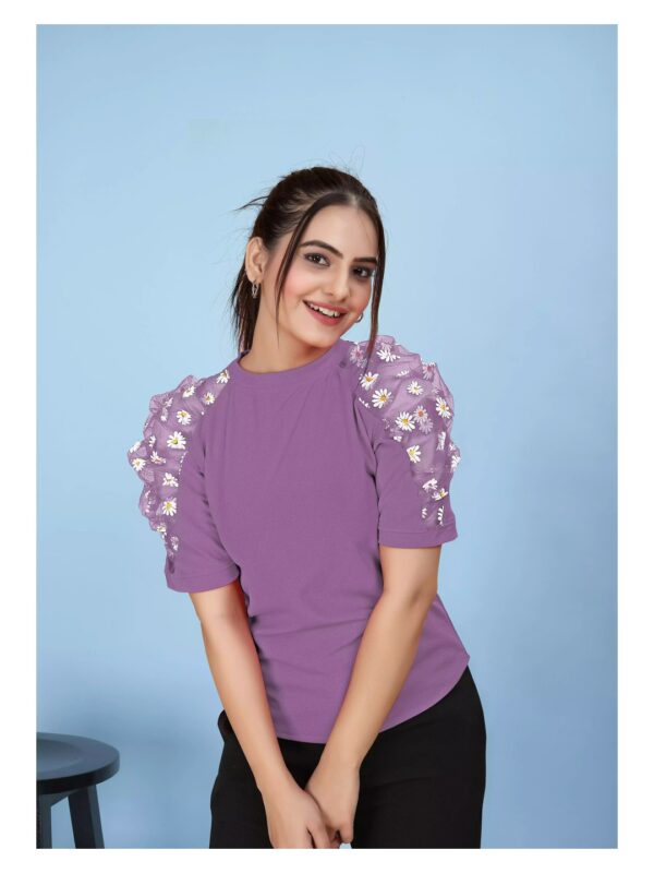 Floral Puff Sleeve Regular Top for Women