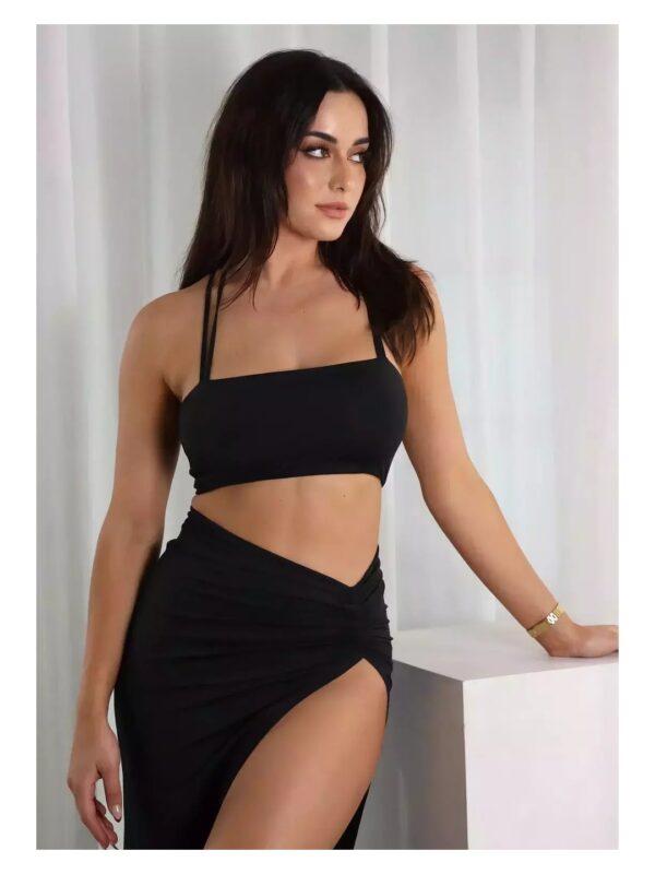 Solid Sarong Skirt Co-ord Set for Women