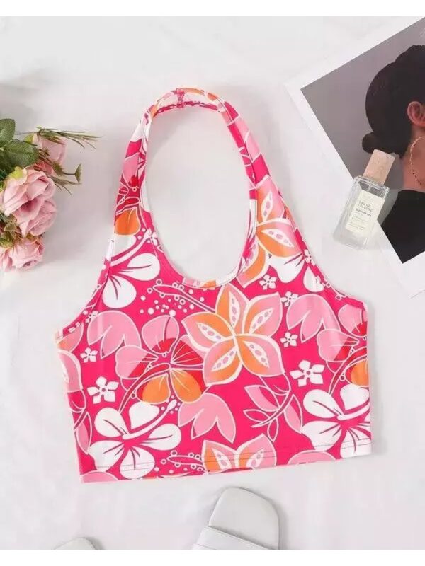 Printed Halter Neck Crop Top for Women