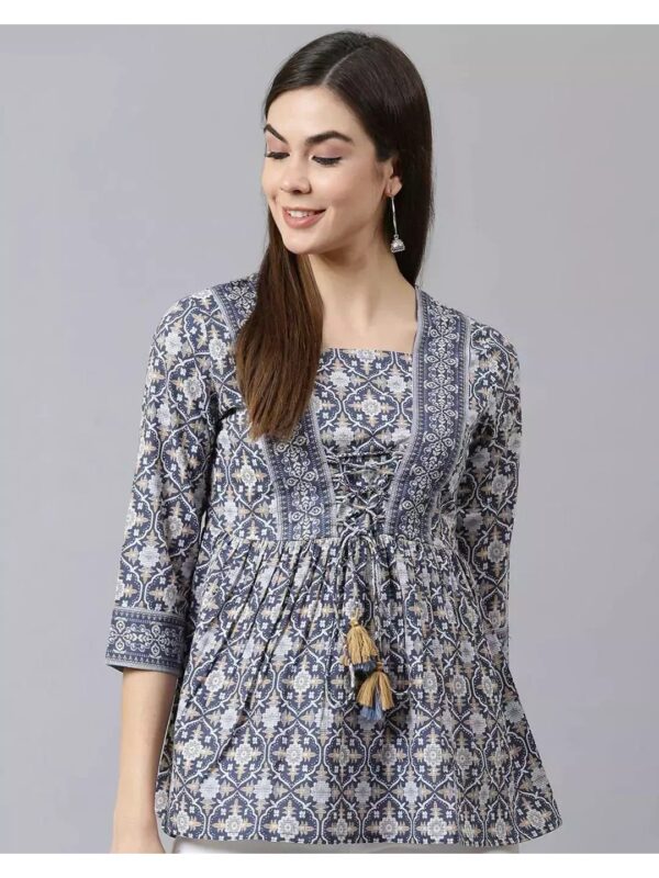 Ethnic Motifs Print Peplum Top for Women