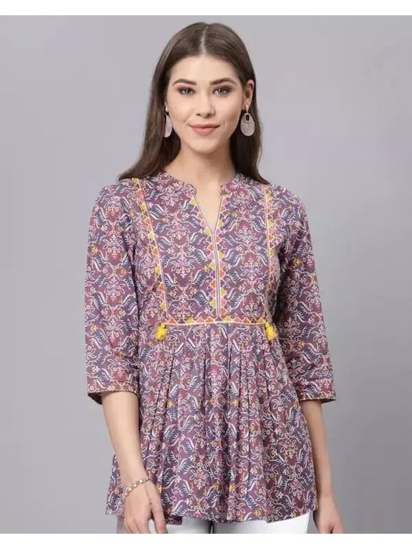 Ethnic Motifs Print Peplum Top for Women