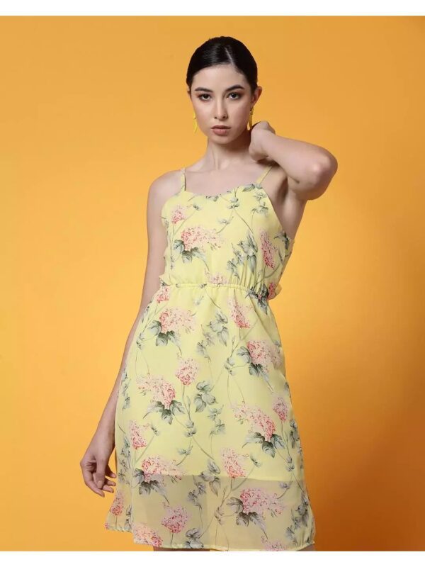 Floral Back Tie-Up A-Line Dress for Women