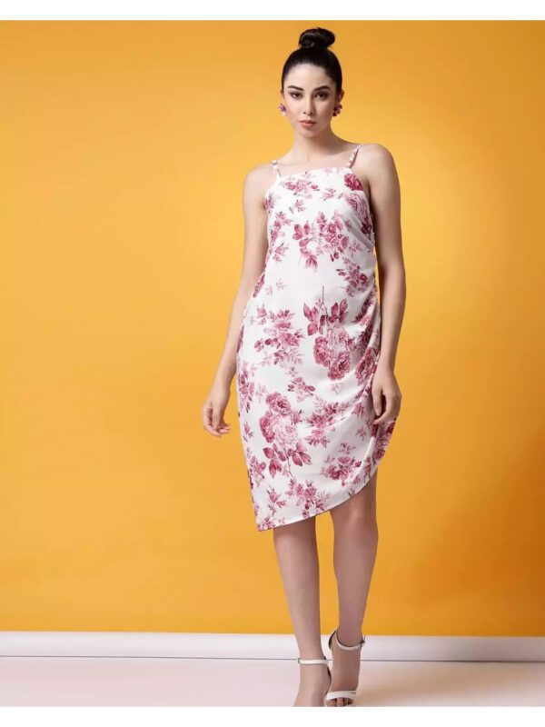 Ruched Floral Midi Dress for Women