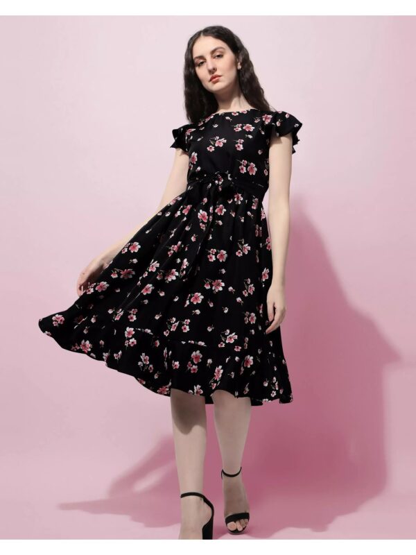 Floral A-Line Midi Dress for Women