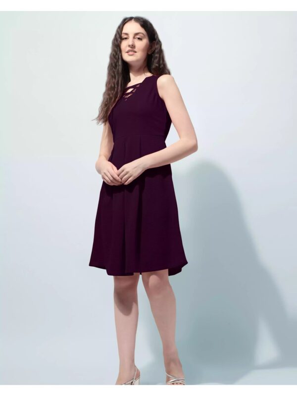 Solid A-Line Midi Dress for Women
