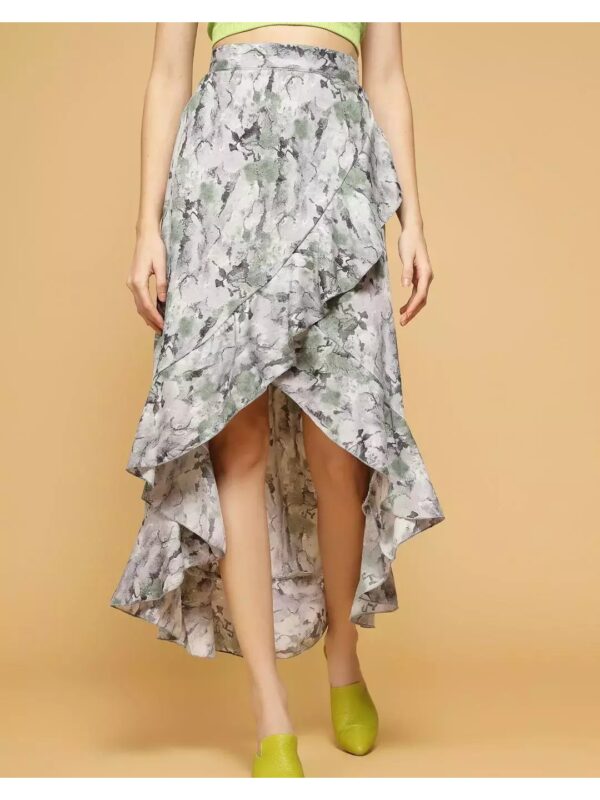 Printed High-Low Wrap Skirt for Women