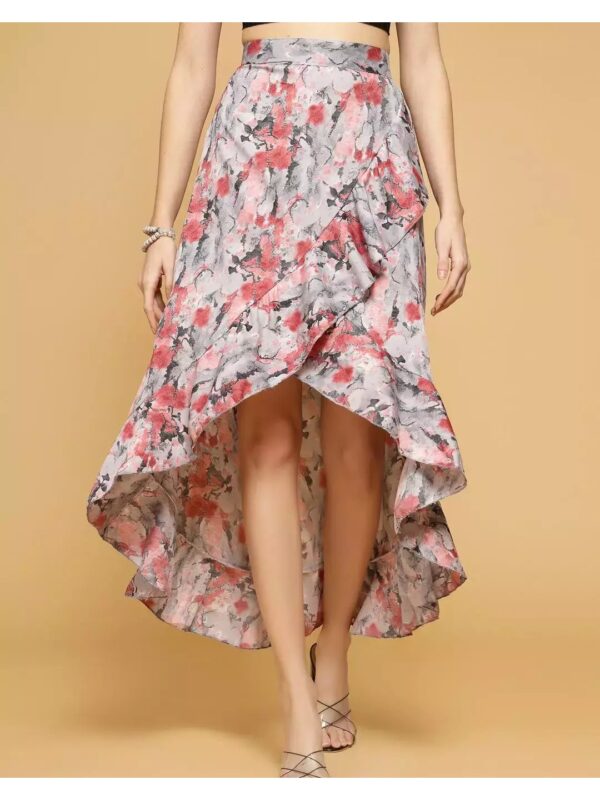 Printed High-Low Wrap Skirt for Women
