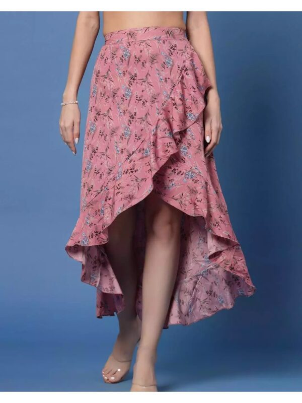 Printed High-Low Wrap Skirt for Women