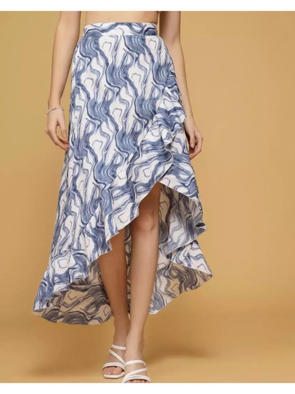 Printed High-Low Wrap Skirt for Women