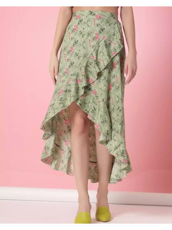 Printed High-Low Wrap Skirt for Women