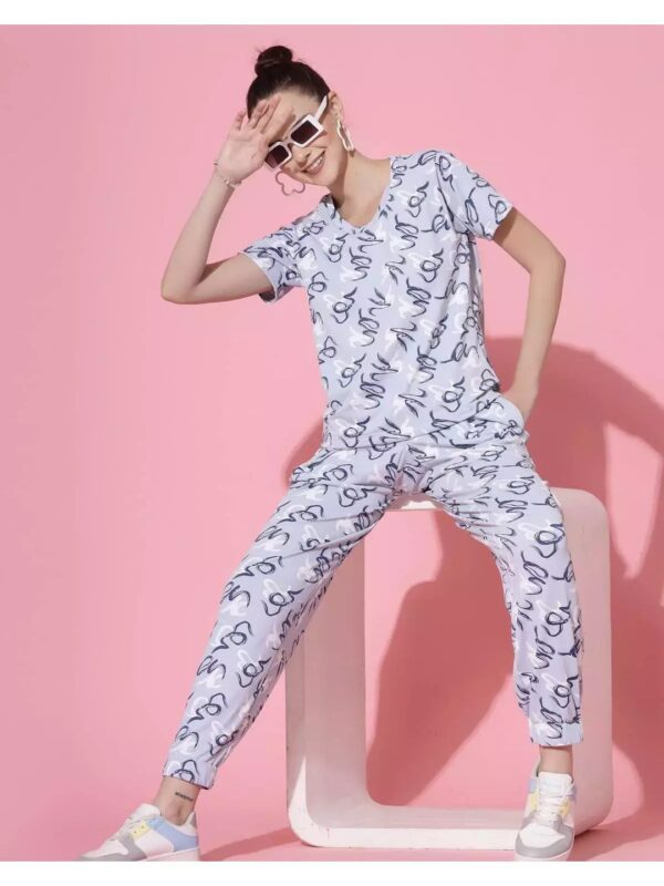 Printed Co-ord Set with Jogger Pants for Women