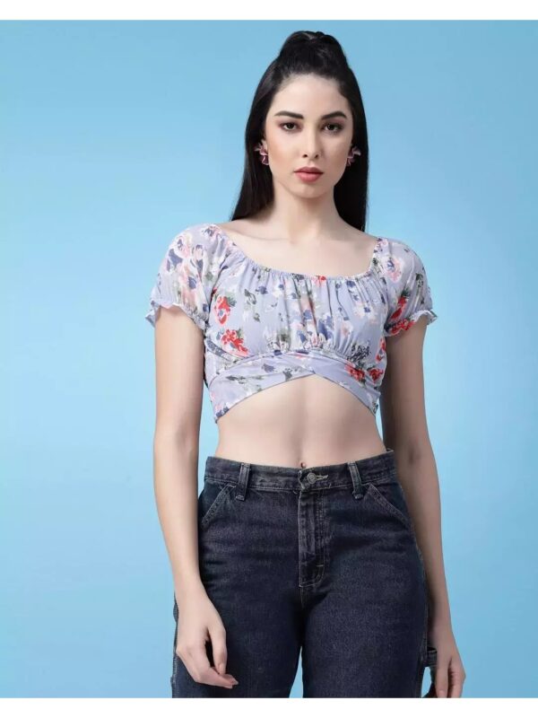Floral Ruffle Crop Top for Women