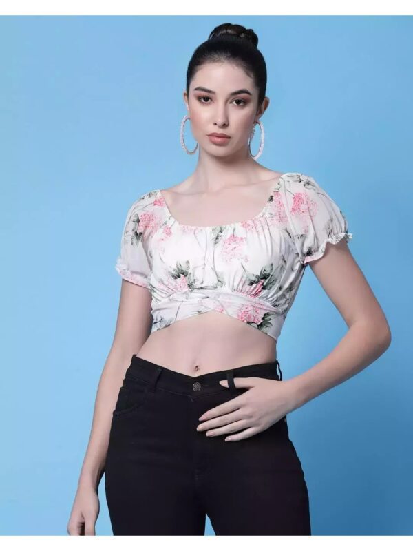 Floral Ruffle Crop Top for Women
