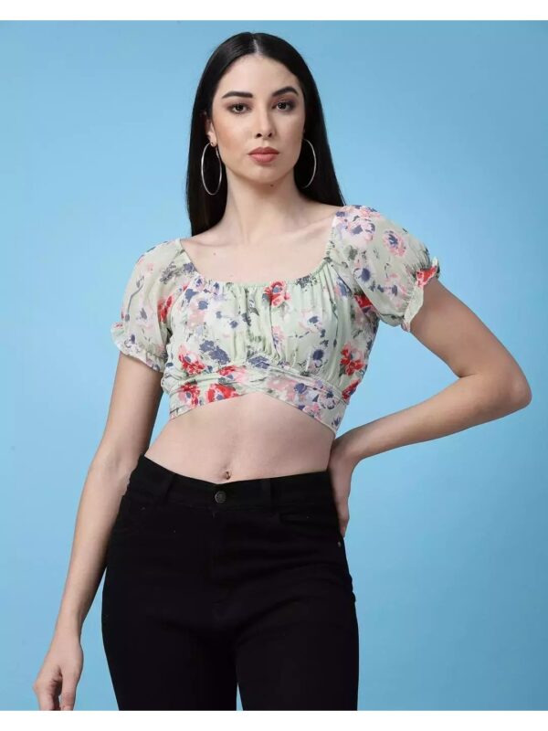 Floral Ruffle Crop Top for Women