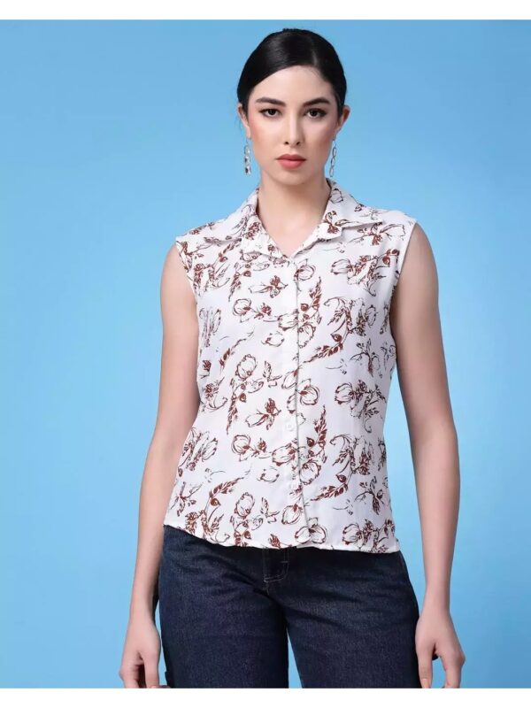 Printed Sleeveless Cotton Shirt for Women