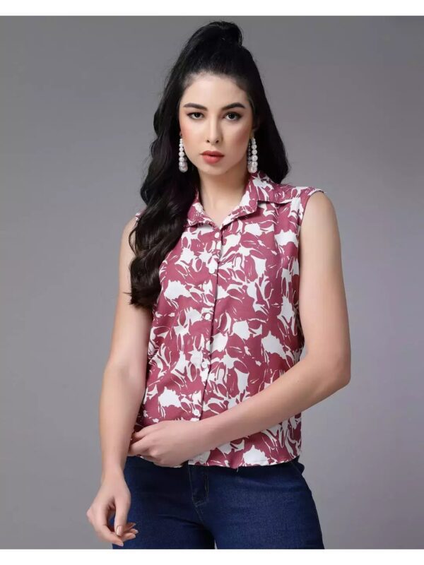 Printed Sleeveless Cotton Shirt for Women