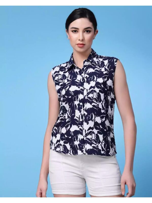 Printed Sleeveless Cotton Shirt for Women