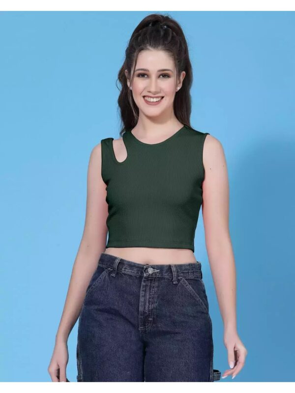 Solid Cut-out Crop Tank Top for Women