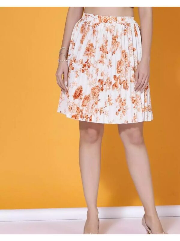 Pleated Floral Mini A-Line Skirt for Women