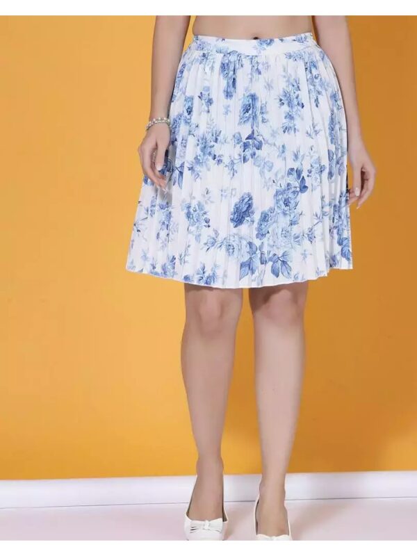 Pleated Floral Mini A-Line Skirt for Women