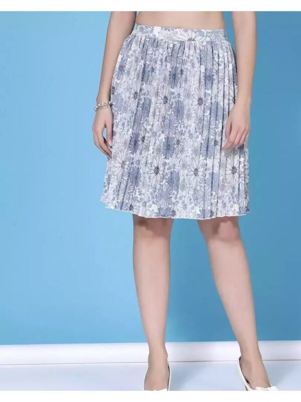 Pleated Floral Mini A-Line Skirt for Women