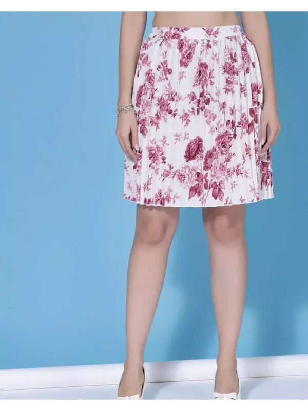 Pleated Floral Mini A-Line Skirt for Women