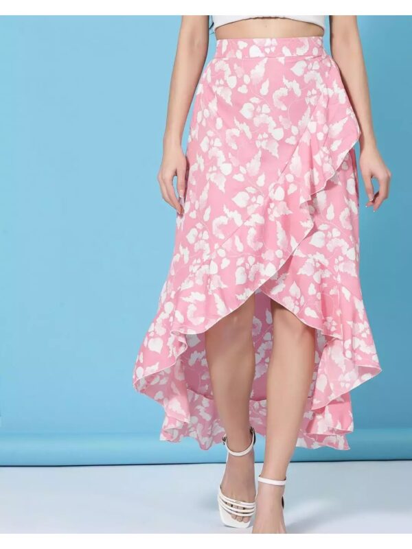 Floral Ruffle Maxi Wrap Skirt for Women