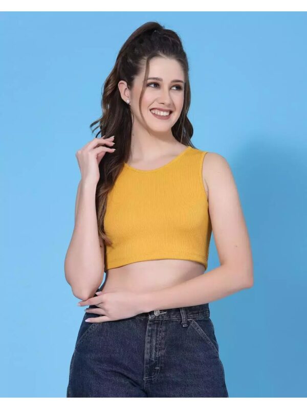 Solid Ribbed Crop Tank Top for Women