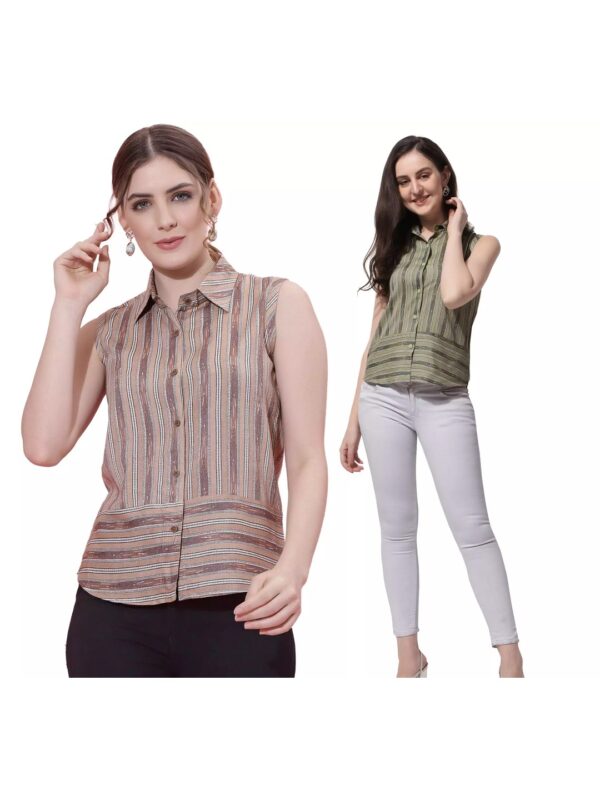 Sleeveless Striped Shirts Combo for Women