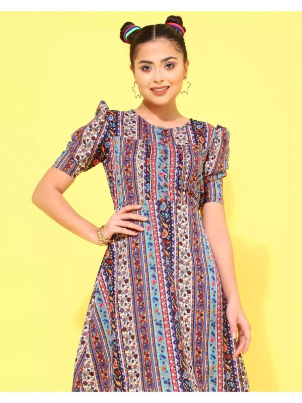 Floral Shift Dress with Puff Sleeves for Women